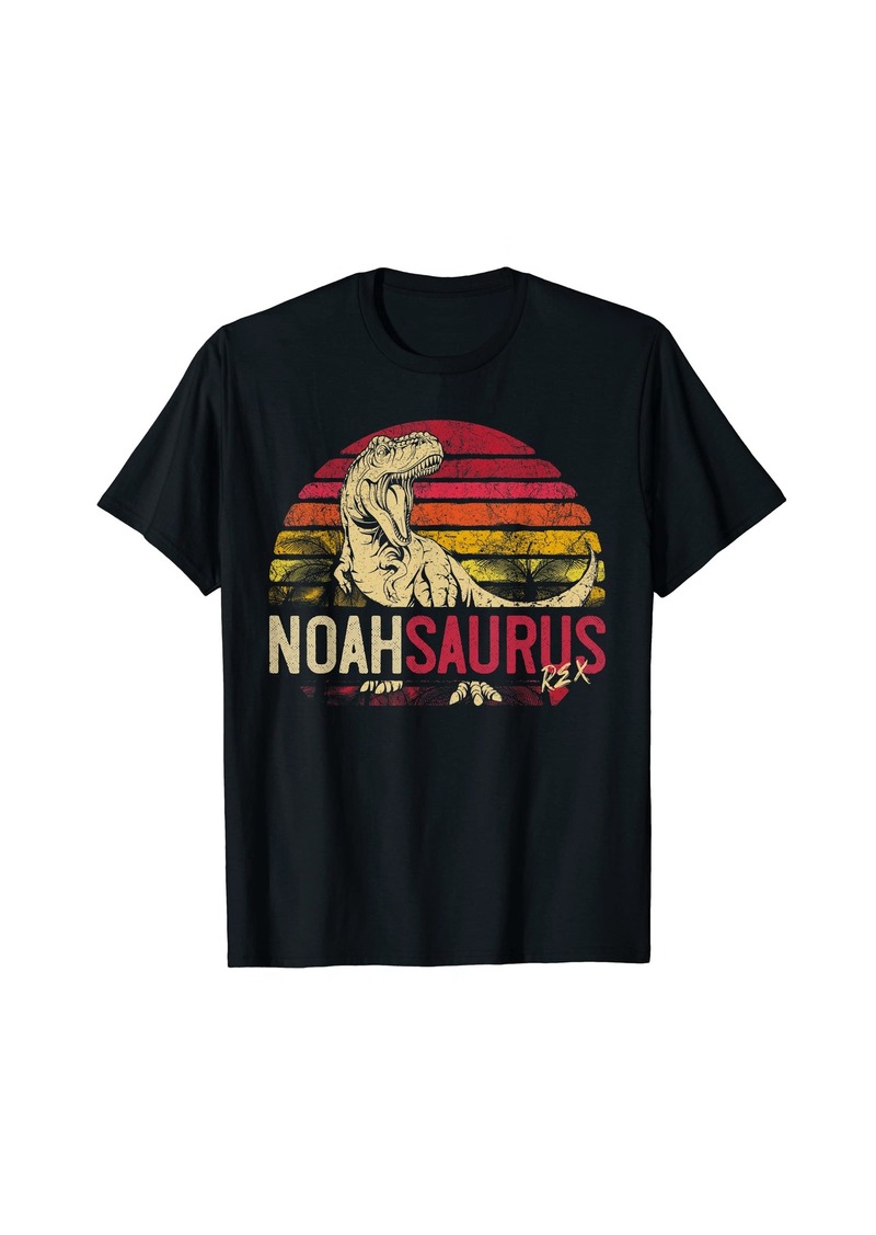 Noah Saurus Funny Personalized Dinosaur T Rex Name Boys Gift T-Shirt