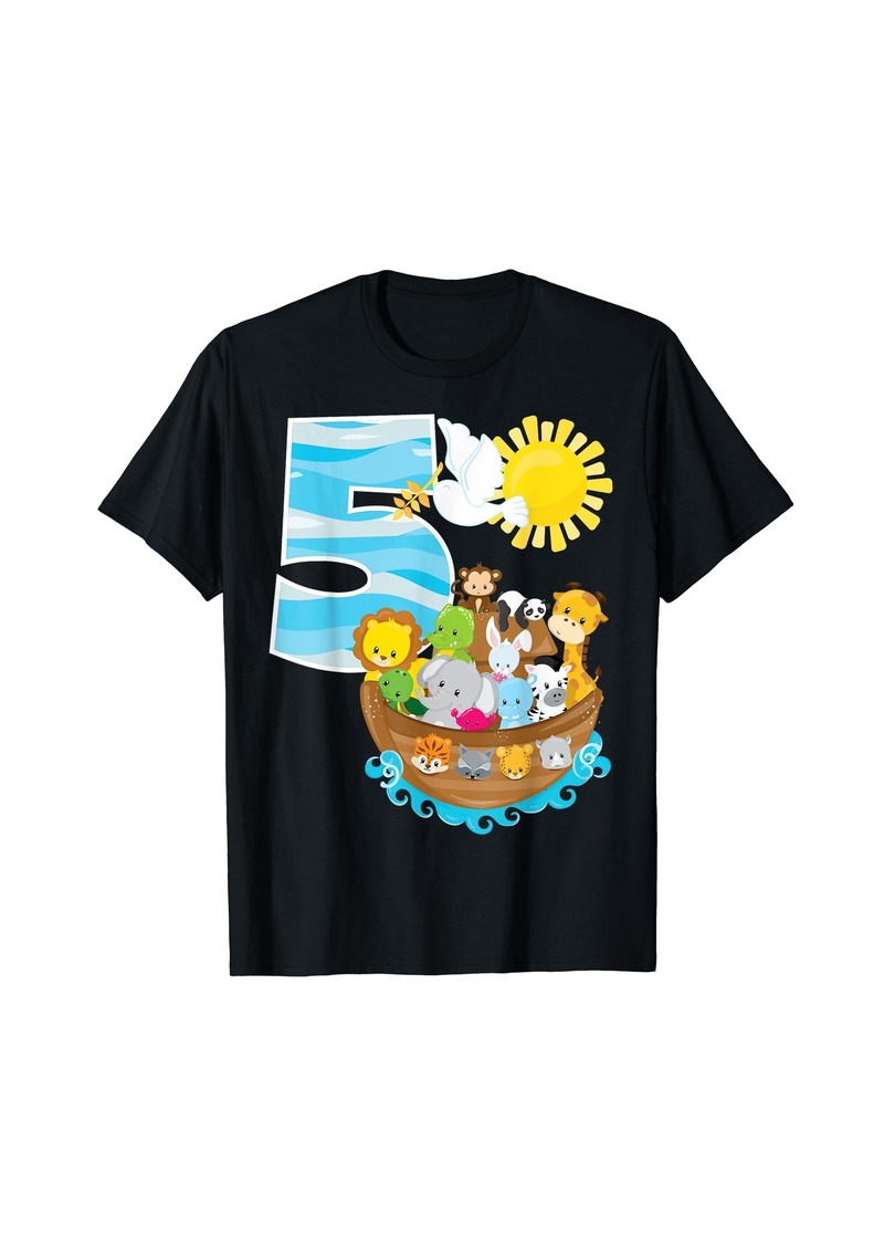 Noah's Ark Birthday Party 5th Birthday 5 Year Old Toddler T-Shirt