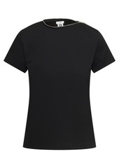 Black Crewneck T-Shirt with Zip Detail in Cotton Jersey Woman Noir Kei Ninomya