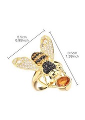 Noir Cubic Zirconia Bee Ring - Gold