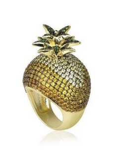 Noir Cubic Zirconia Pineapple Cocktail Ring - Gold