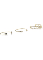 Noir Jewelry Woman Castle Set Of Three 14-karat Gold-plated Crystal Cuffs Gold