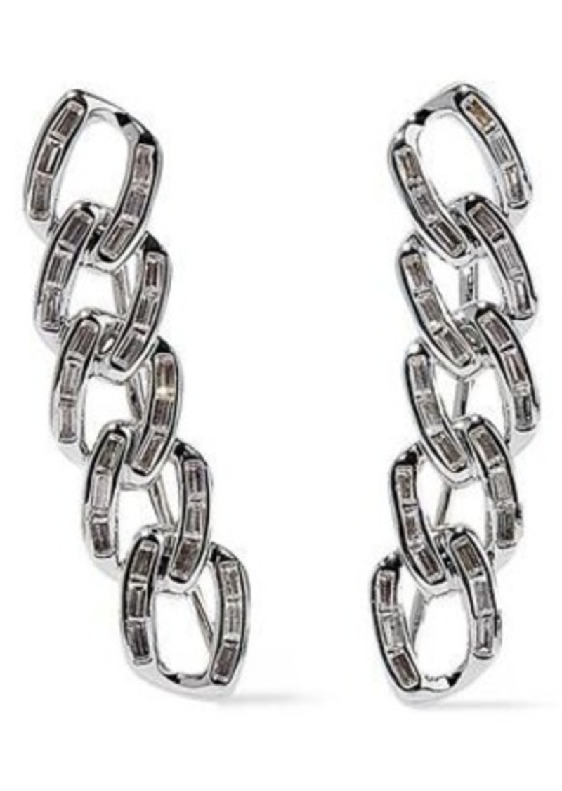 Noir Jewelry Woman Chain Gang Rhodium-plated Crystal Ear Cuffs Silver