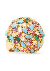 Noir Jewelry Woman Gold-tone Crystal And Stone Ring Gold