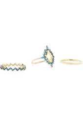 Noir Jewelry Woman Set Of Three 14-karat Gold-plated Stone Rings Turquoise