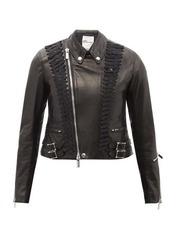 Noir Kei Ninomiya - Laced-ribbon Leather Biker Jacket - Womens - Black