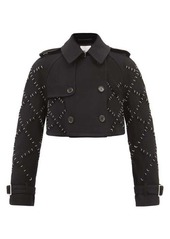 Noir Kei Ninomiya - Ring-embellished Wool Cropped Jacket - Womens - Black