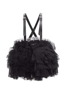 Noir Kei Ninomiya - Ruffled Tulle Pinafore Mini Dress - Womens - Black