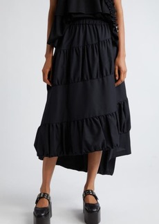 Noir Kei Ninomiya Asymmetric Tiered Bubble Hem Tropical Wool Skirt