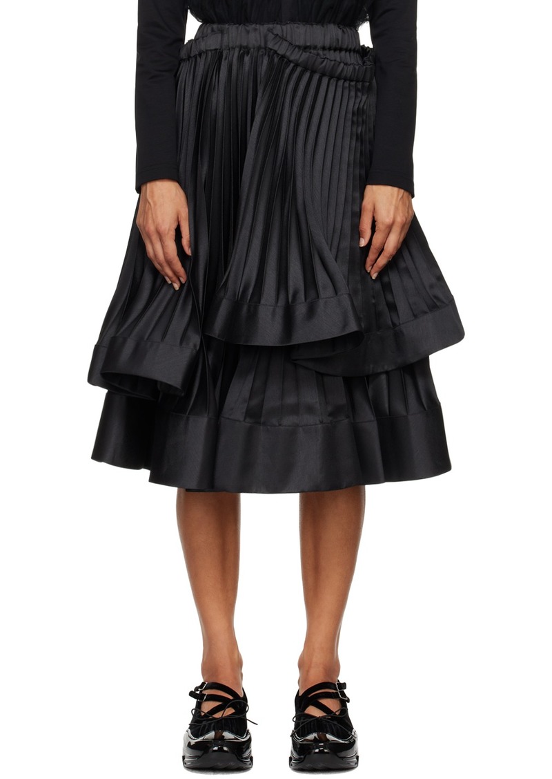 Noir Kei Ninomiya Black Pleated Midi Skirt