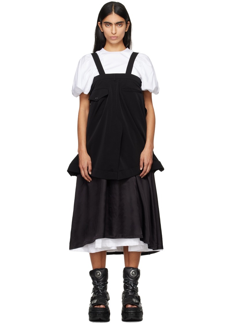 Noir Kei Ninomiya Black Polyester Grosgrain Midi Dress