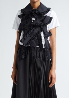 Noir Kei Ninomiya Broad Ruffle Placket Cotton Bib Collar