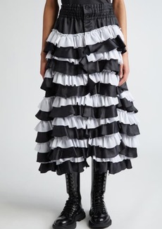 Noir Kei Ninomiya Reversible Colorblock Tiered Ruffle Satin Skirt