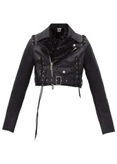 Noir Kei Ninomiya Cropped frilled duchess biker jacket