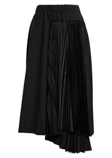 Noir Kei Ninomiya Pleated Satin Inset Wool Skirt
