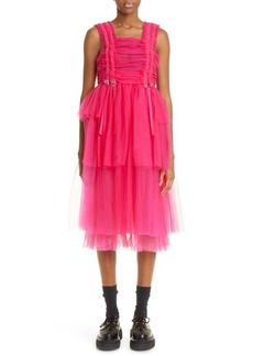 Noir Kei Ninomiya Ruched Tiered Tulle Dress in Pink at Nordstrom
