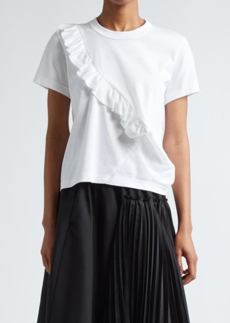 Noir Kei Ninomiya Ruffle Detail Ponte Knit T-Shirt