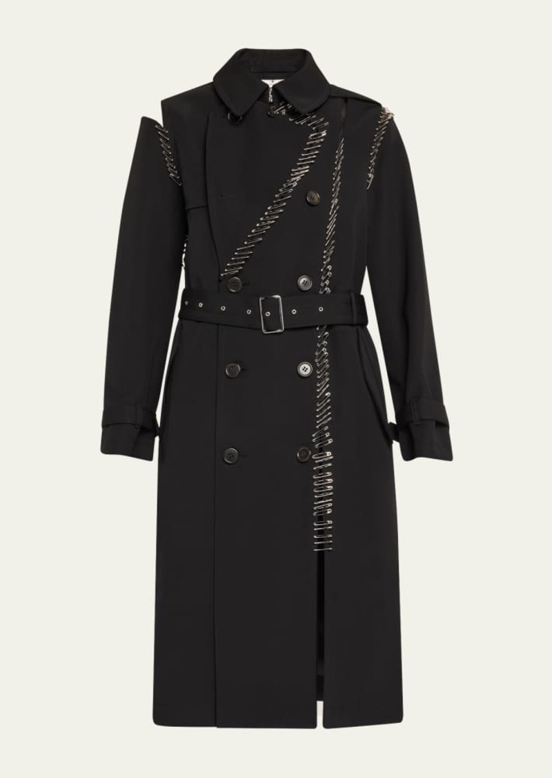 Noir Kei Ninomiya Safety Pin Double-Breasted Wool Belted Coat