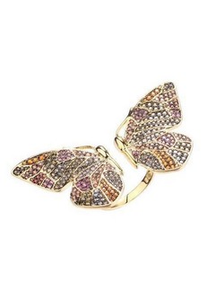 Noir Multi-Colored Cubic Zirconia Butterfly Wing Ring - Gold