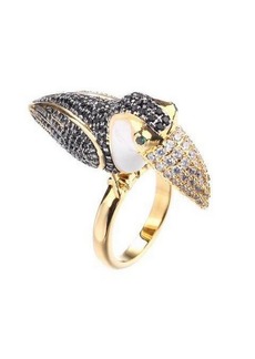 Noir Tucan Ring With Cubic Zirconia Stones - Gold