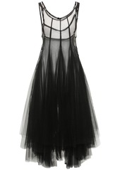 Noir Nylon Tulle & Cotton Mini Dress