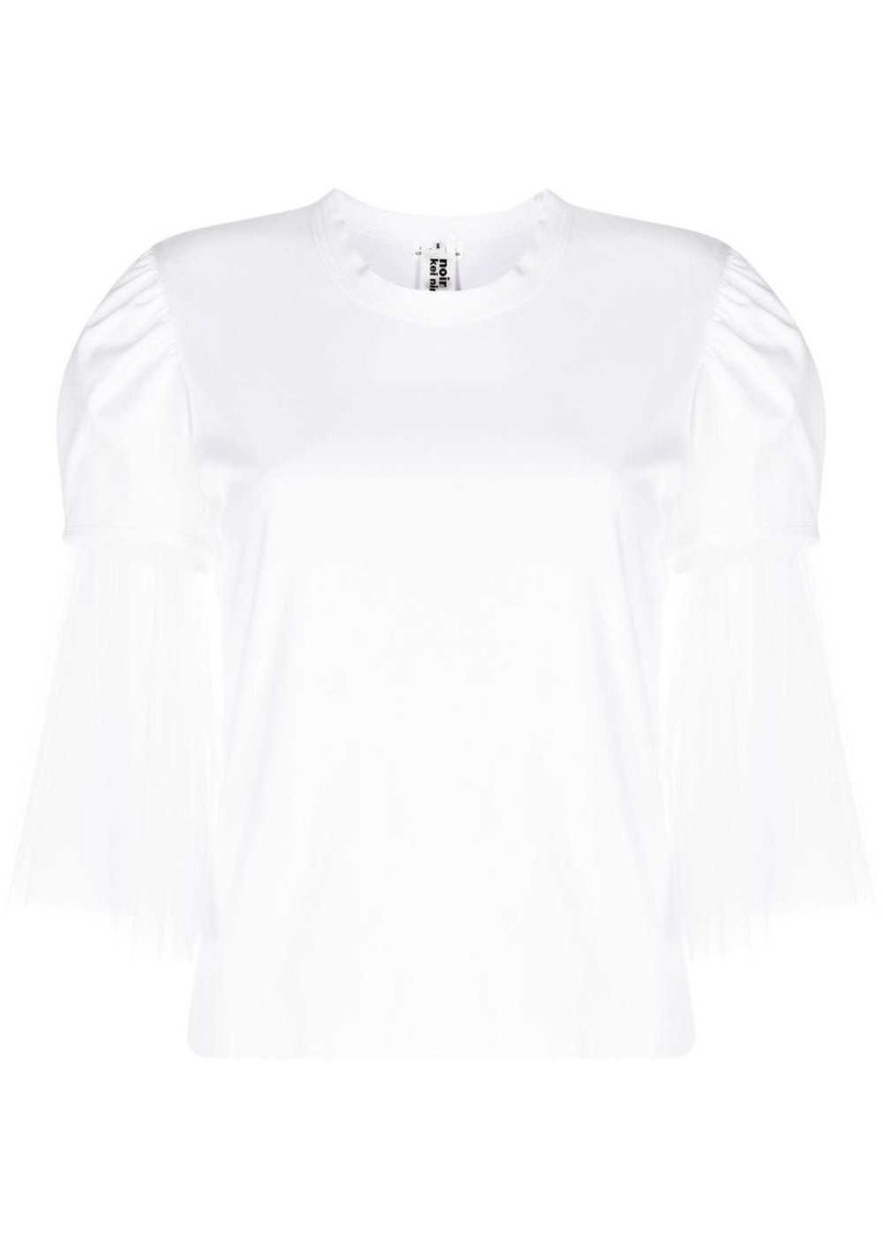 Noir tulle-sleeves cotton T-shirt