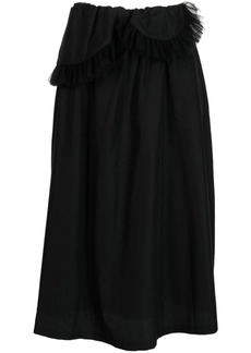 Noir tulle-trim straight skirt