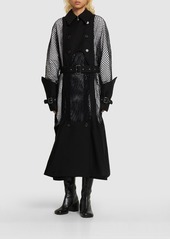 Noir Wool & Mohair Net Belted Midi Coat