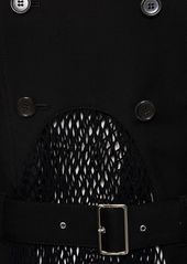 Noir Wool & Mohair Net Belted Midi Coat