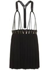 Noir Wool Gabardine Mini Dress W/suspenders