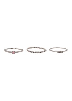 NORDSTROM RACK Pack of 3 CZ Rings in Clear/pink Opal/silver at Nordstrom Rack