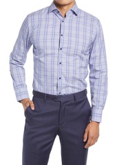 Nordstrom Trim Fit Plaid Stretch Non-Iron Dress Shirt in Blue Nautical at Nordstrom