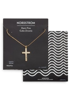 Nordstrom Baguette Cubic Zirconia Cross Pendant Necklace