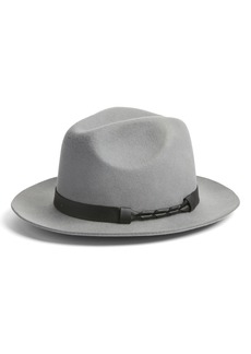 Nordstrom Braided Trim Wool Fedora in Grey Combo at Nordstrom Rack