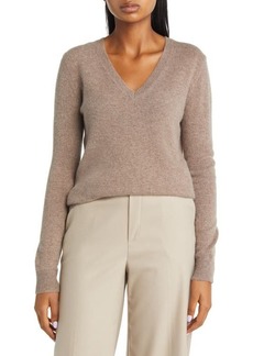 Nordstrom Cashmere Essential V-Neck Sweater in Brown Taupe at Nordstrom