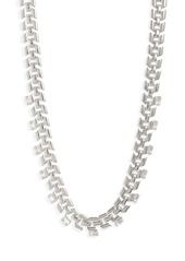 Nordstrom Chunky Geometric Cubic Zirconia Chain Necklace in Clear- Gold at Nordstrom Rack
