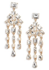 Nordstrom Crystal & Imitation Pearl Chandelier Earrings