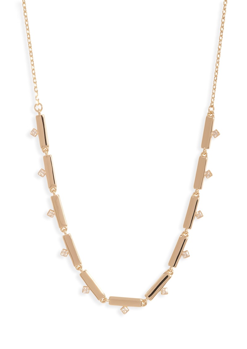 Nordstrom Cubic Zirconia Drop Bar Frontal Necklace in Clear- Gold at Nordstrom Rack