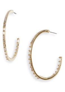 Nordstrom Cubic Zirconia Inside Out Hoop Earrings in Clear- Gold at Nordstrom Rack