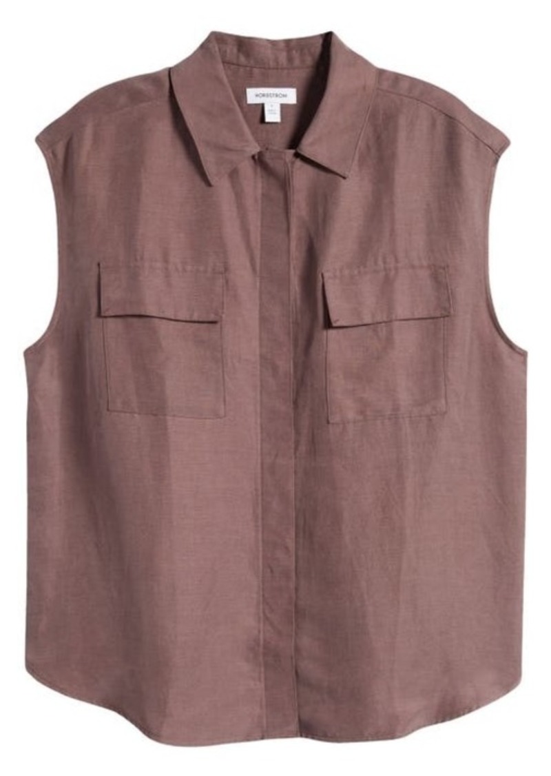 Nordstrom Dolman Sleeve Flap Pocket Button-Up Shirt