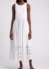 Nordstrom Embroidered Sleeveless Mixed Media Dress