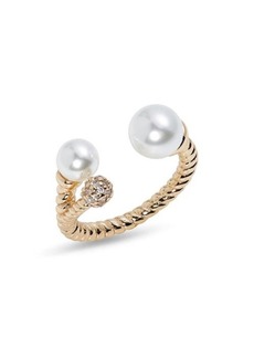Nordstrom Imitation Pearl & Pavé Cubic Zirconia Ring