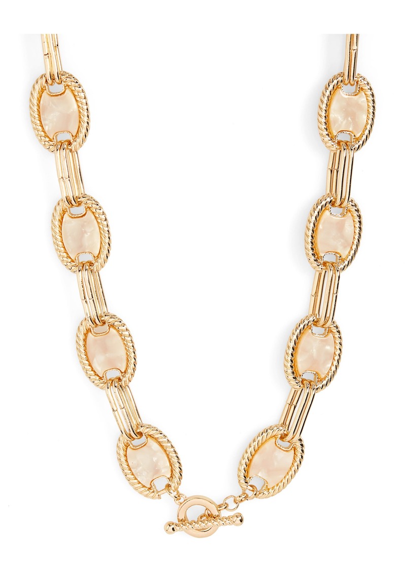 Nordstrom Imitation Shell Inlay Toggle Necklace in Ivory- Gold at Nordstrom Rack