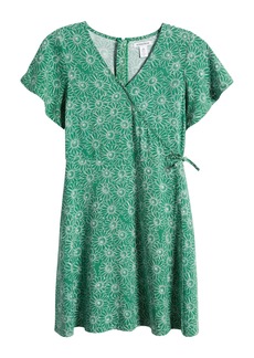 Nordstrom Kids' Floral Faux Wrap Dress in Green Verdant Daisies at Nordstrom Rack