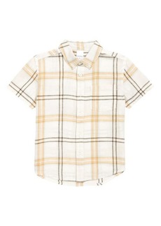 Nordstrom Kids' Matching Family Moments Plaid Button-Down Shirt in Ivory Cloud Louis Plaid at Nordstrom