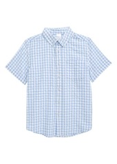 Nordstrom Kids' Matching Family Moments Seersucker Button-Up Shirt in Blue Serenity- White Gingham at Nordstrom