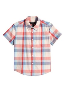 Nordstrom Kids' Plaid Short Sleeve Cotton Button-Down Shirt