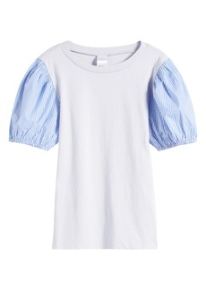 Nordstrom Kids' Puff Sleeve Cotton T-Shirt in Blue Ice at Nordstrom Rack