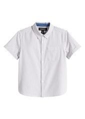 Nordstrom Kids' Stripe Short Sleeve Cotton Button-Down Shirt