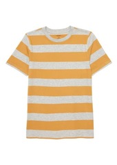 Nordstrom Kids' Stripe T-Shirt in Grey Heather- Tan Stripe at Nordstrom
